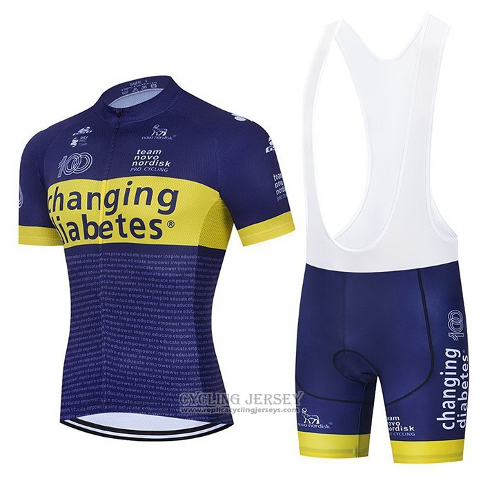 2021 Cycling Jersey Novo Nordisk Blue Yellow Short Sleeve And Bib Short